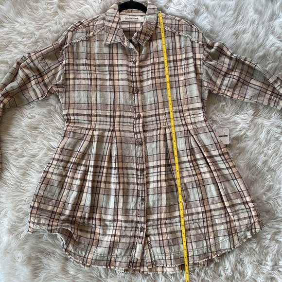 Free People Mary Anne Plaid Buttondown Shirt/Tunic Dress - Picture 12 of 13